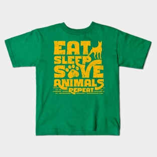 Eat Sleep save animals Repeat pet paw Kids T-Shirt